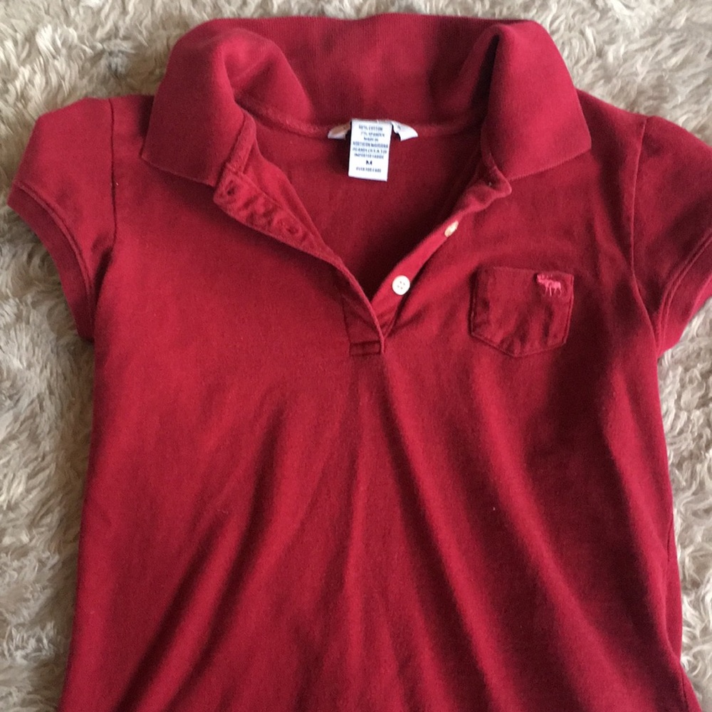 Adorable red Abercrombie polo shirt.
